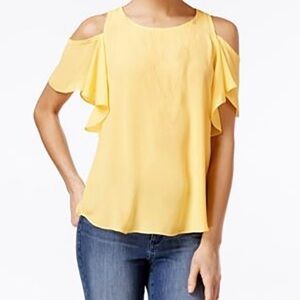 by & by Sunny Yellow Cold Shoulder Blouse